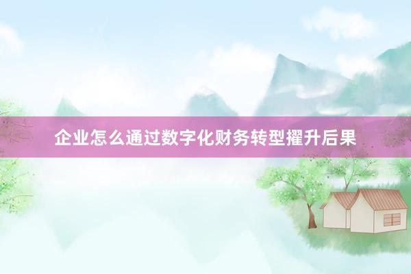 企业怎么通过数字化财务转型擢升后果